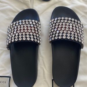 authentic Gucci crystal slides